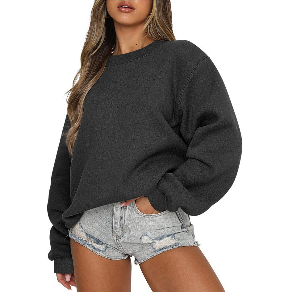 Damen nan oversized Rundhals-Sweatshirt aus Baumwollmix mit überschnittener Schulter, angerauter Innenseite und elastischen Bündchen Shop Nory