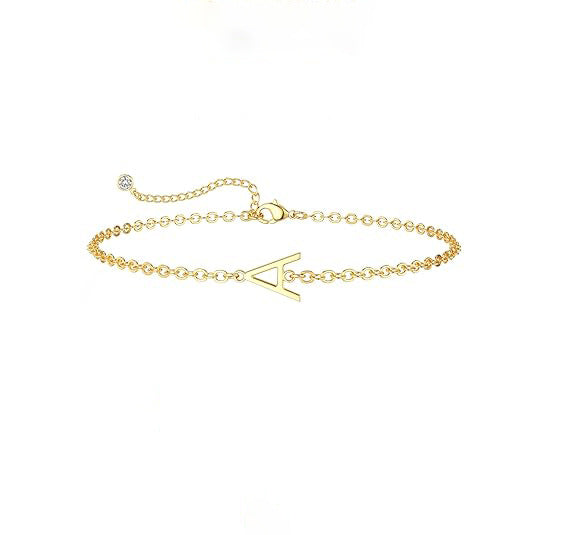 Damen Fußkettchen mit personalisiertem Anfangsbuchstaben und funkelndem Zirkonia-Detail Shop Nory