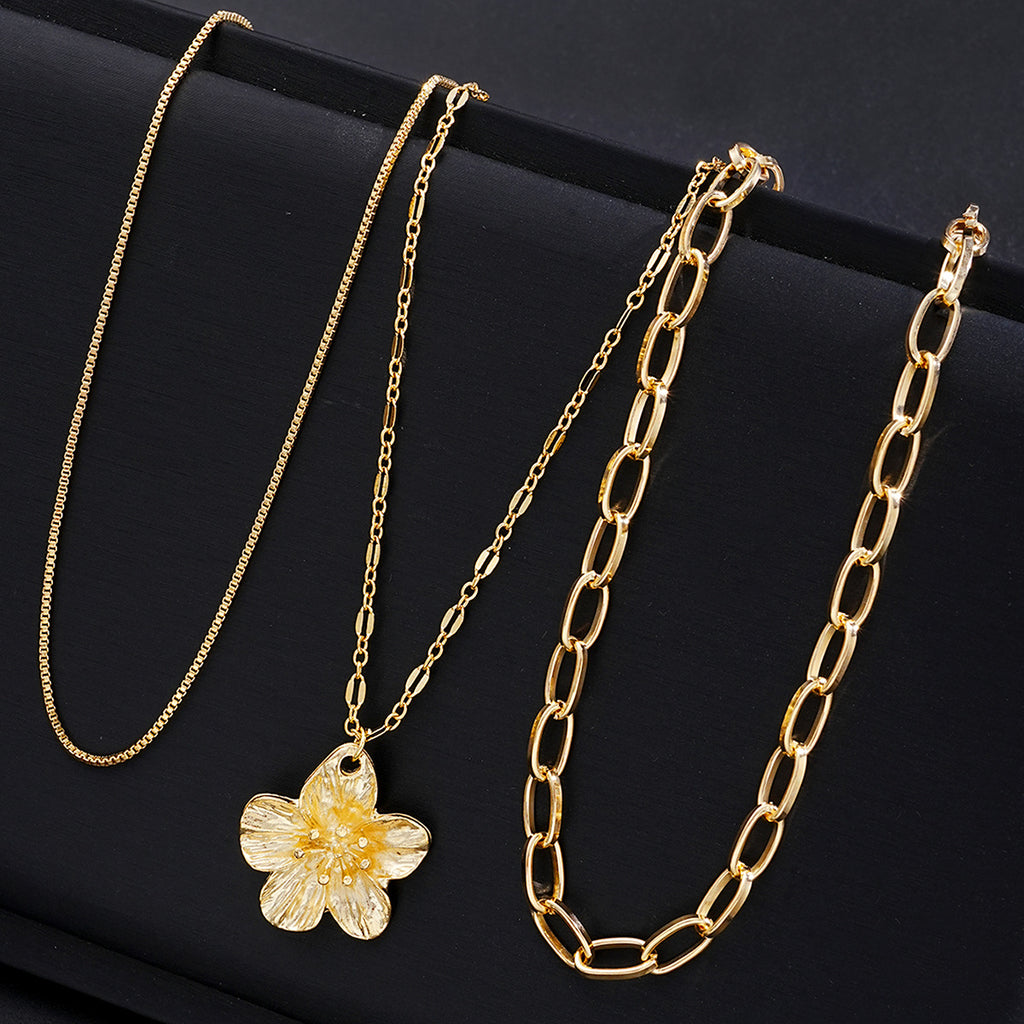 Damen mehrlagige Halskette mit floralen Anhängern Shop Nory