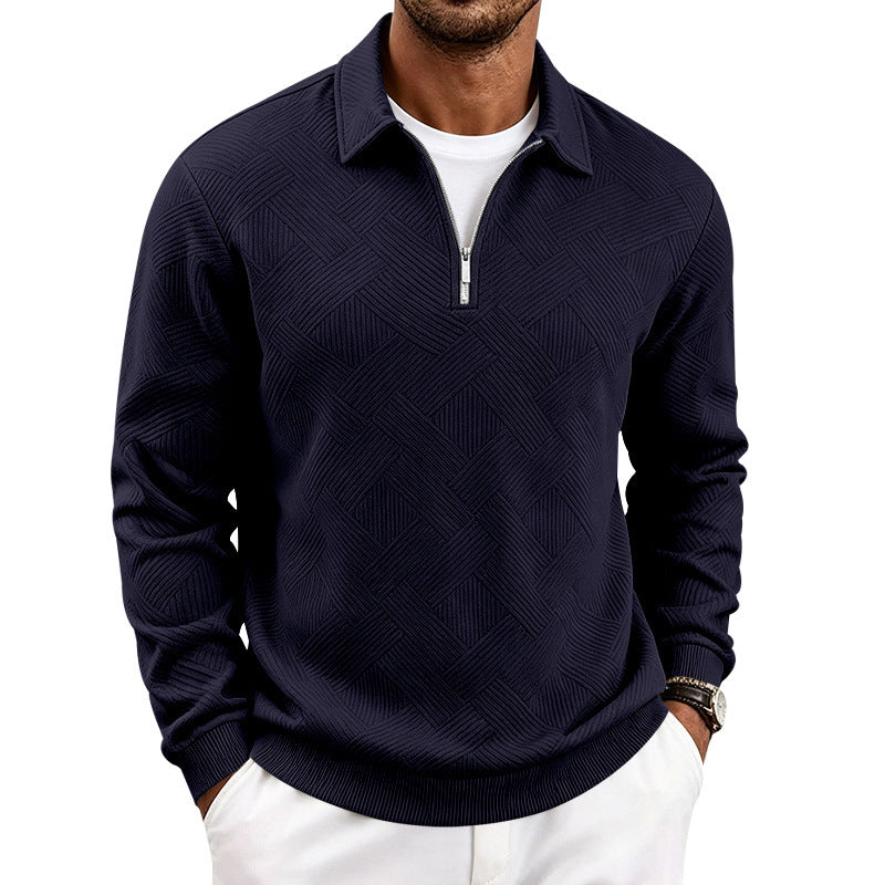 Herren Halbzip-Strickpullover mit geometrischer Struktur und Stehkragen Shop Nory