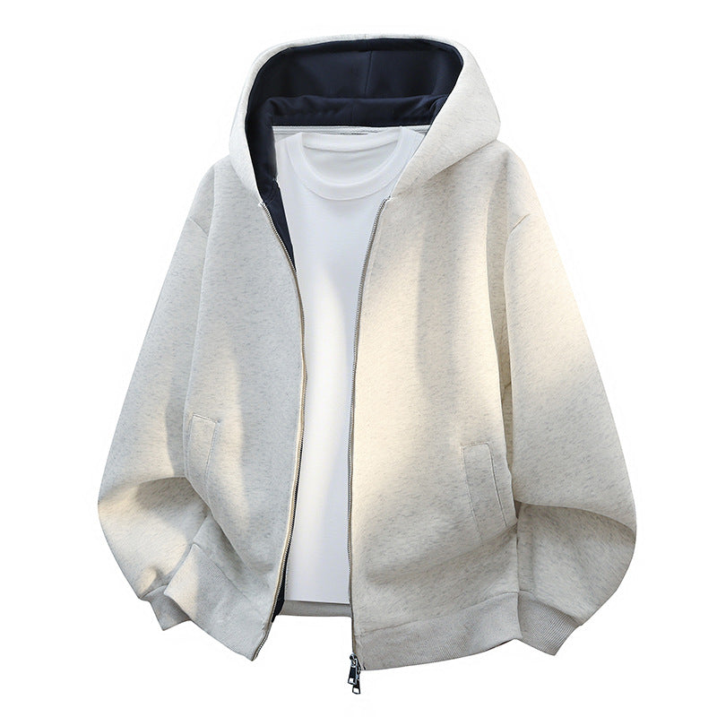 Herren Oversize-Zip-Hoodie mit kontrastgefütterter Kapuze und Kängurutaschen Shop Nory