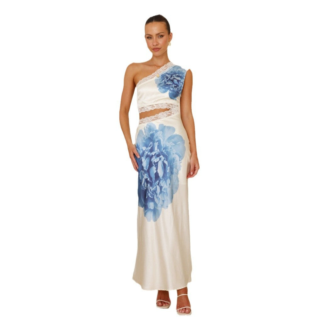 Damen Abendkleid mit schulterfreiem Design und elegantem Spitzenbesatz Shopnory