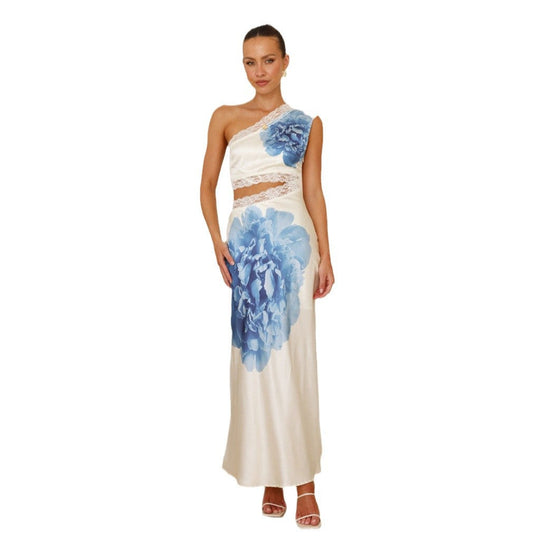 Damen Abendkleid mit schulterfreiem Design und elegantem Spitzenbesatz Shopnory