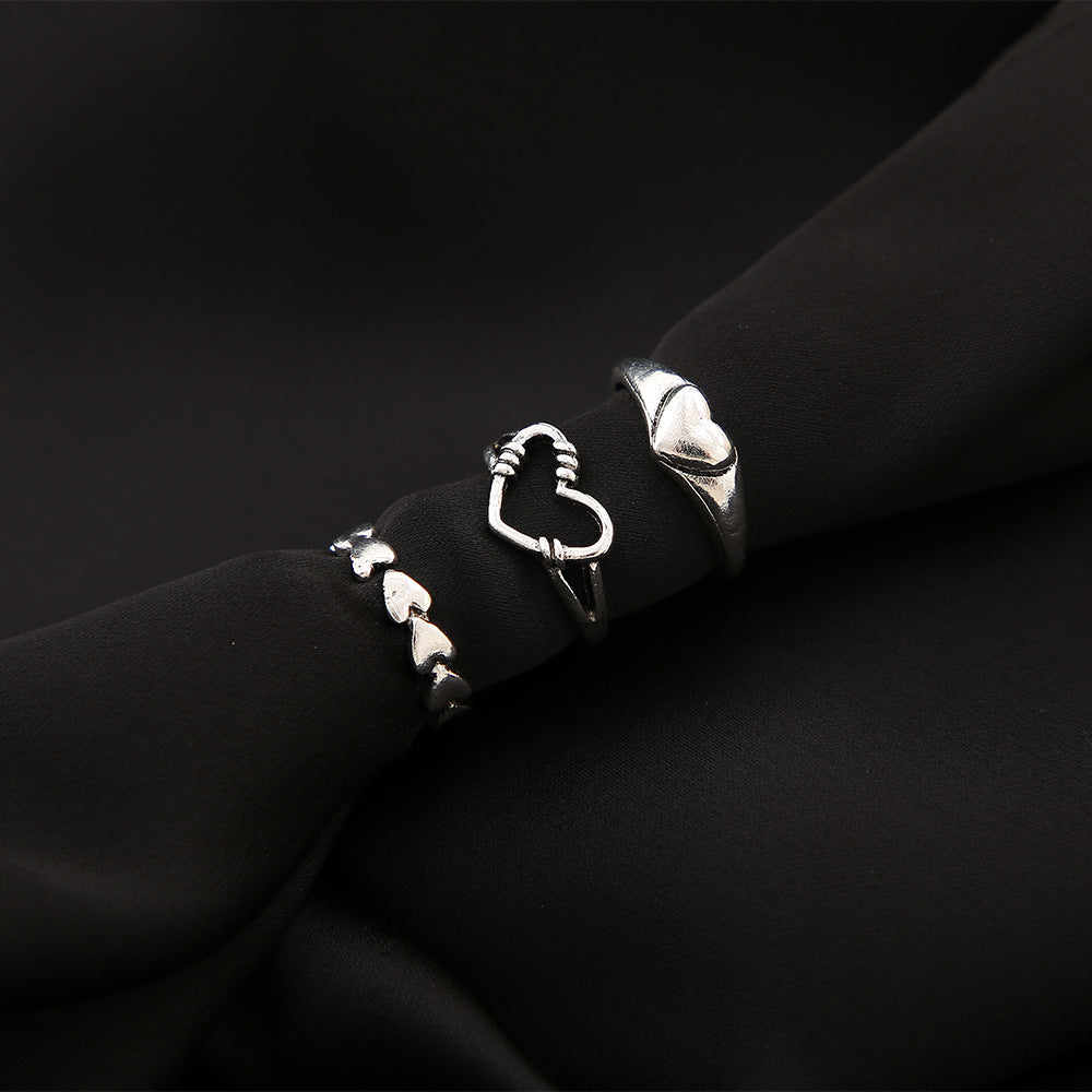 Damen Ring-Set mit romantischen Herz- und minimalistischen Designs Shop Nory
