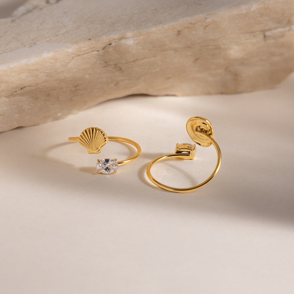 Damen Offener Ring mit spiralförmigem Design und strahlendem Zirkonia Shop Nory