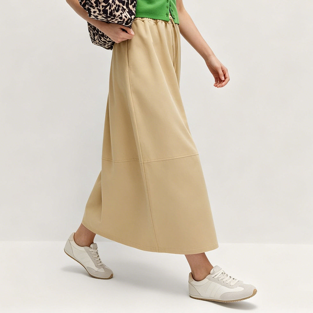 Damen Midirock mit elastischer Tunnelzug‑Taille, Eingrifftaschen und sportiver A‑Linie Shop Nory