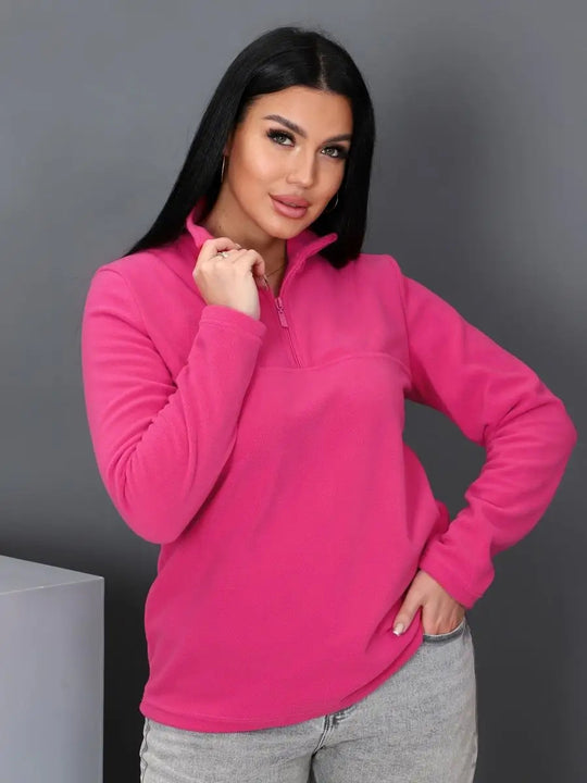 Damen Fleeceoberteil mit kurzem Halbzip und Stehkragen Shop Nory