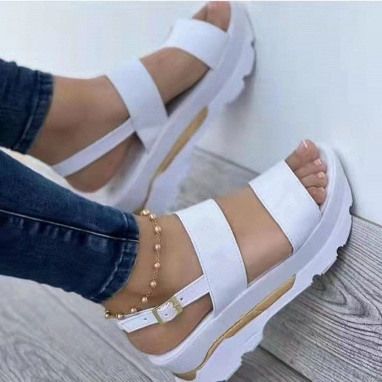 Damen Bequeme Plateau-Sandalen mit verstellbaren Riemen und rutschfester Sohle Shopnory