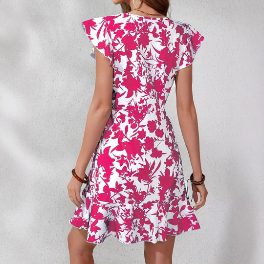 Damen Festliches A-Linien Kleid mit Rüschendetails und floralem Muster Shopnory