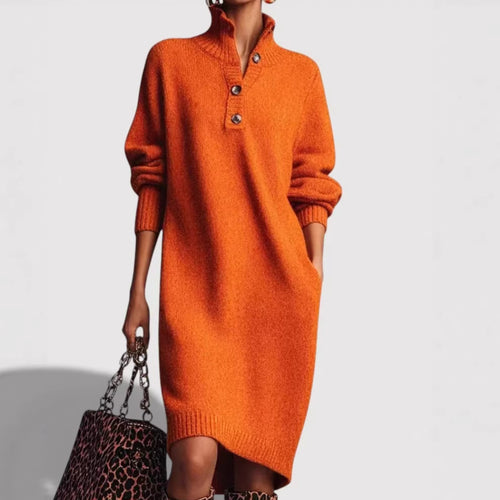 Damen Bequemes Strickkleid mit Knopfdetails