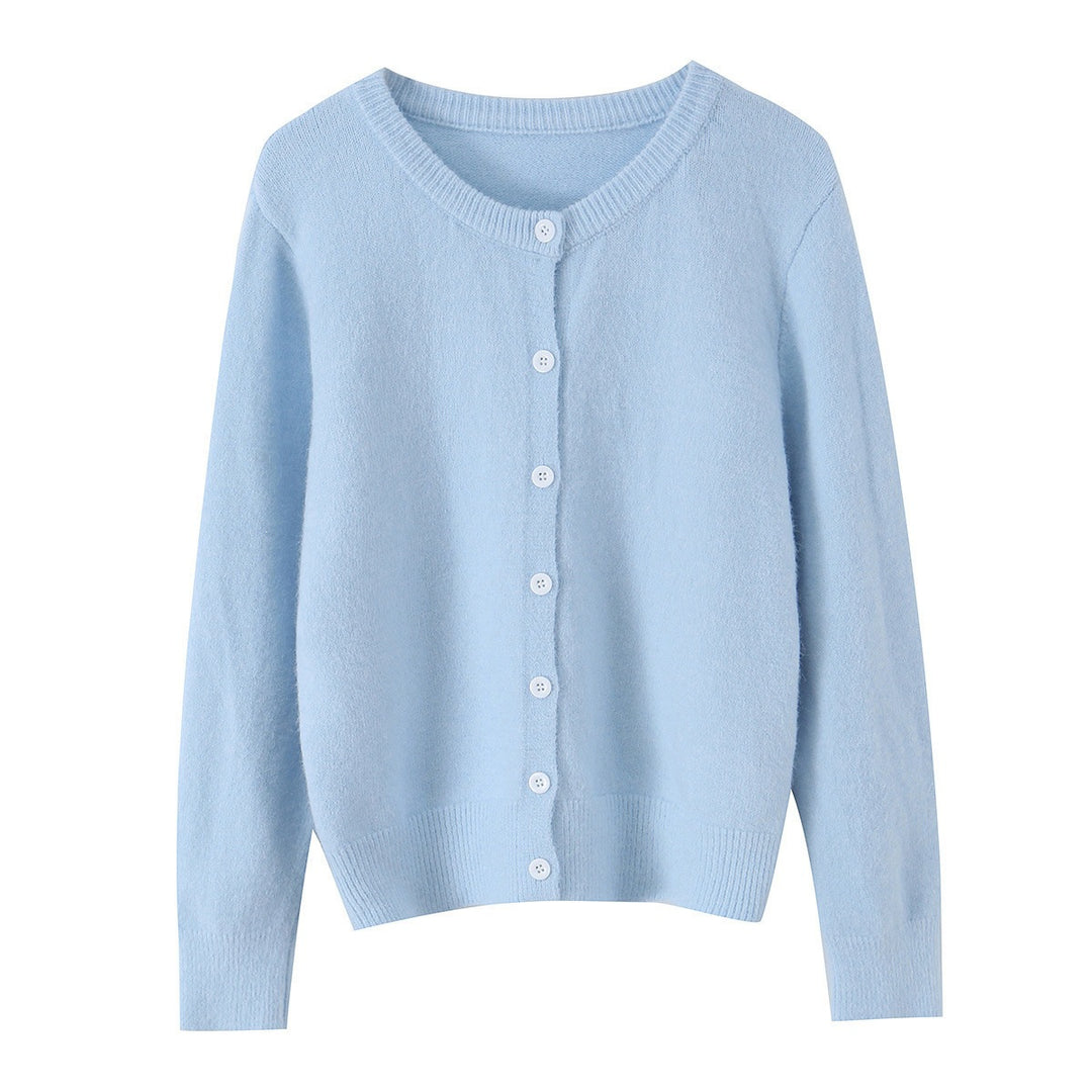 Damen Feinstrick-Cardigan mit Rundhalsausschnitt, durchgehender Knopfleiste und geripptem Saum Shop Nory