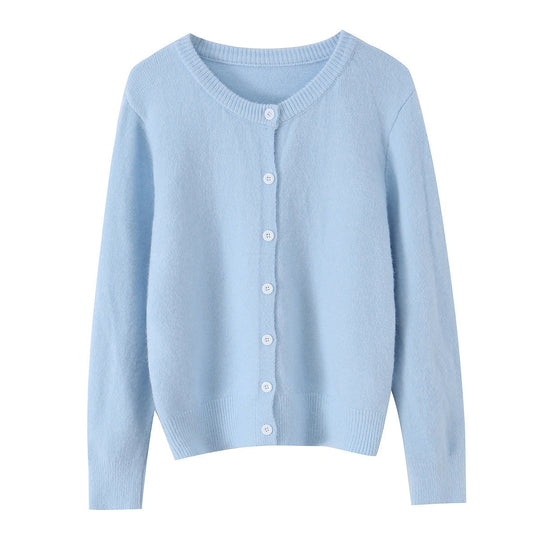 Damen Feinstrick-Cardigan mit Rundhalsausschnitt, durchgehender Knopfleiste und geripptem Saum Shop Nory
