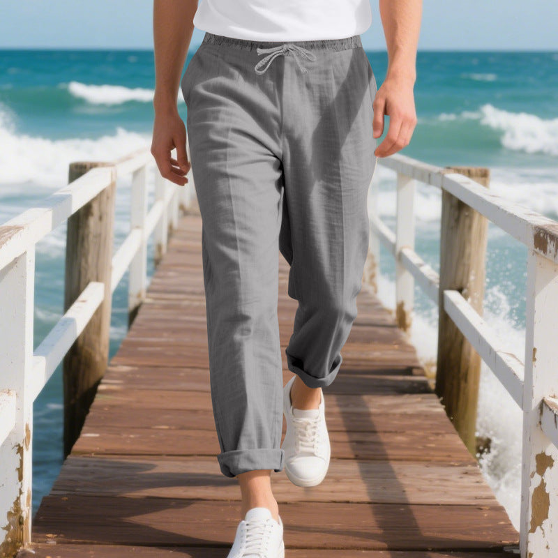 Herren bequeme Strandhose mit elastischem Bund und verstellbarem Kordelzug