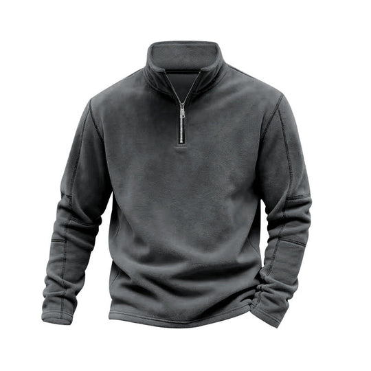 Herren nan leichter Fleece-Pullover mit halbem Reißverschluss und Stehkragen