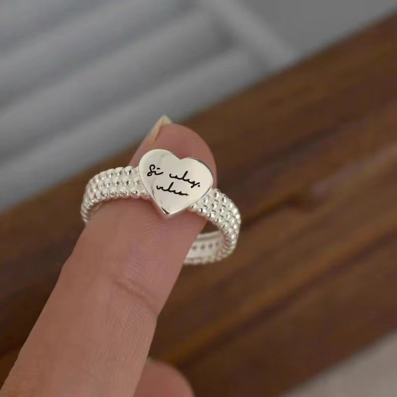 Damenring mit herzförmigem Anhänger und gravierter Botschaft Shop Nory