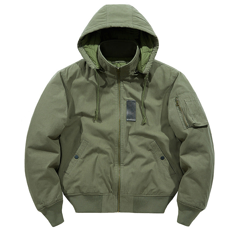 Herren multifunktionale Feldjacke im Bomberstil mit Kapuze und Ärmel-Tasche Shop Nory