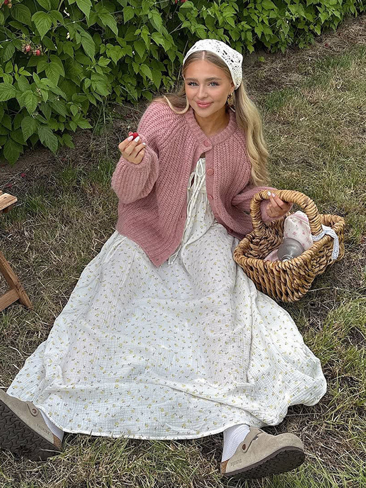 Damen Grobgestrickte Mohair-Optik Kurzjacke mit Raglanärmeln & Zierknopfleiste Shop Nory