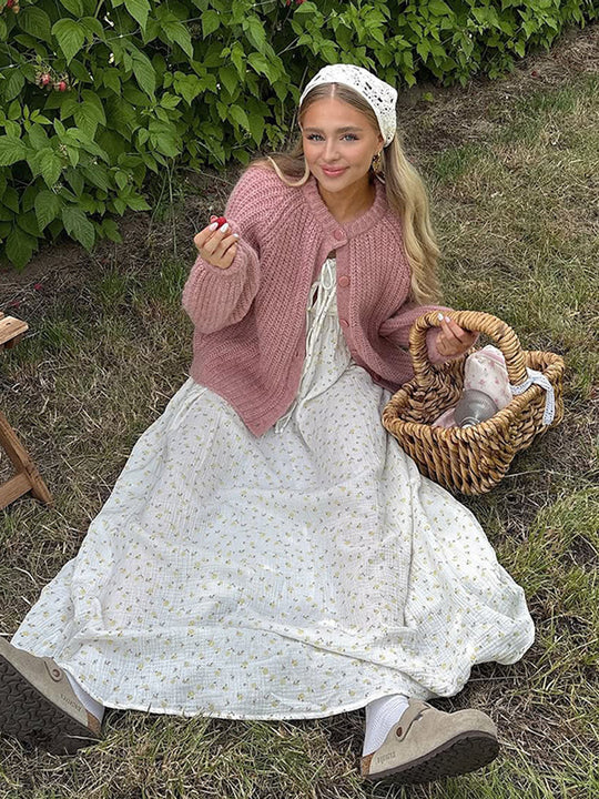 Damen Grobgestrickte Mohair-Optik Kurzjacke mit Raglanärmeln & Zierknopfleiste Shop Nory