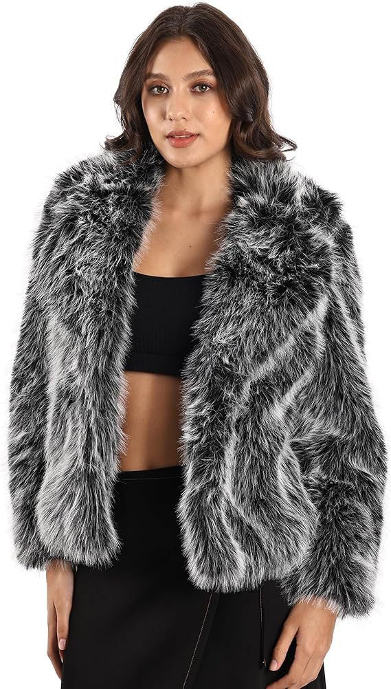 Damen Kurzblouson aus dichtem Kunstpelz mit großzügigem Schalkragen Shop Nory