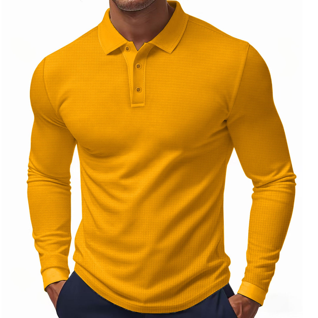 Herren Langarm-Polohemd mit strukturiertem GewShopnorye