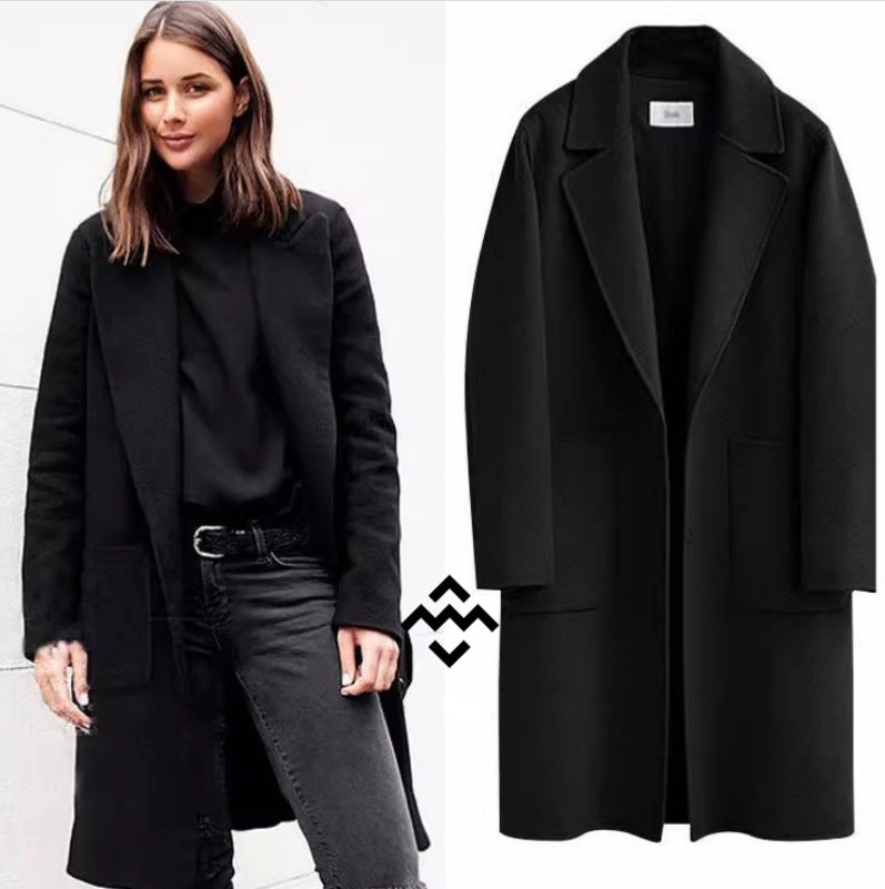 Damen nan Oversize Wollmantel mit Reverskragen und aufgesetzten Taschen Shop Nory