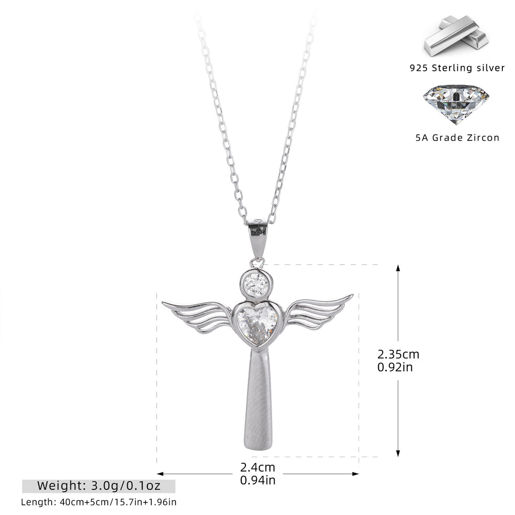 Damen Halskette mit Herz- und Flügeldesign aus 925 Sterling Silber Shop Nory