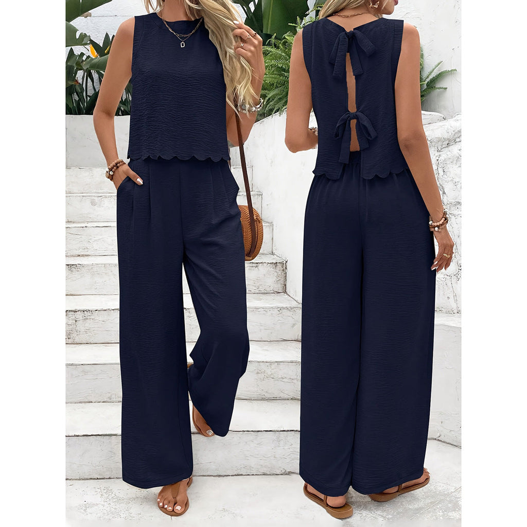 Damen Lässiger Jumpsuit mit elegantem Rückenausschnitt und weitem Bein