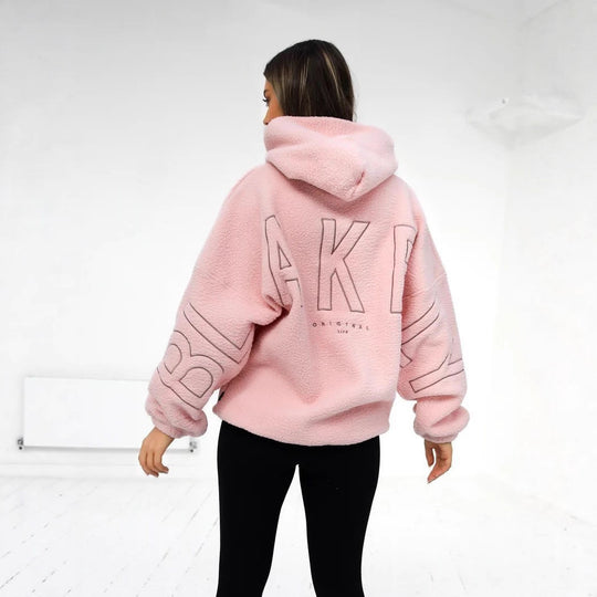 Damen Oversize Teddy-Fleece-Hoodie mit Logostickerei Shop Nory