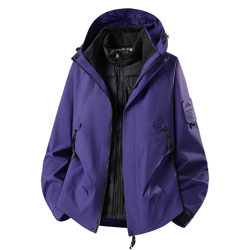 Herren Zwei-in-eins Wetterschutzjacke mit abnehmbarer Steppweste und verstellbarer Kapuze Shop Nory