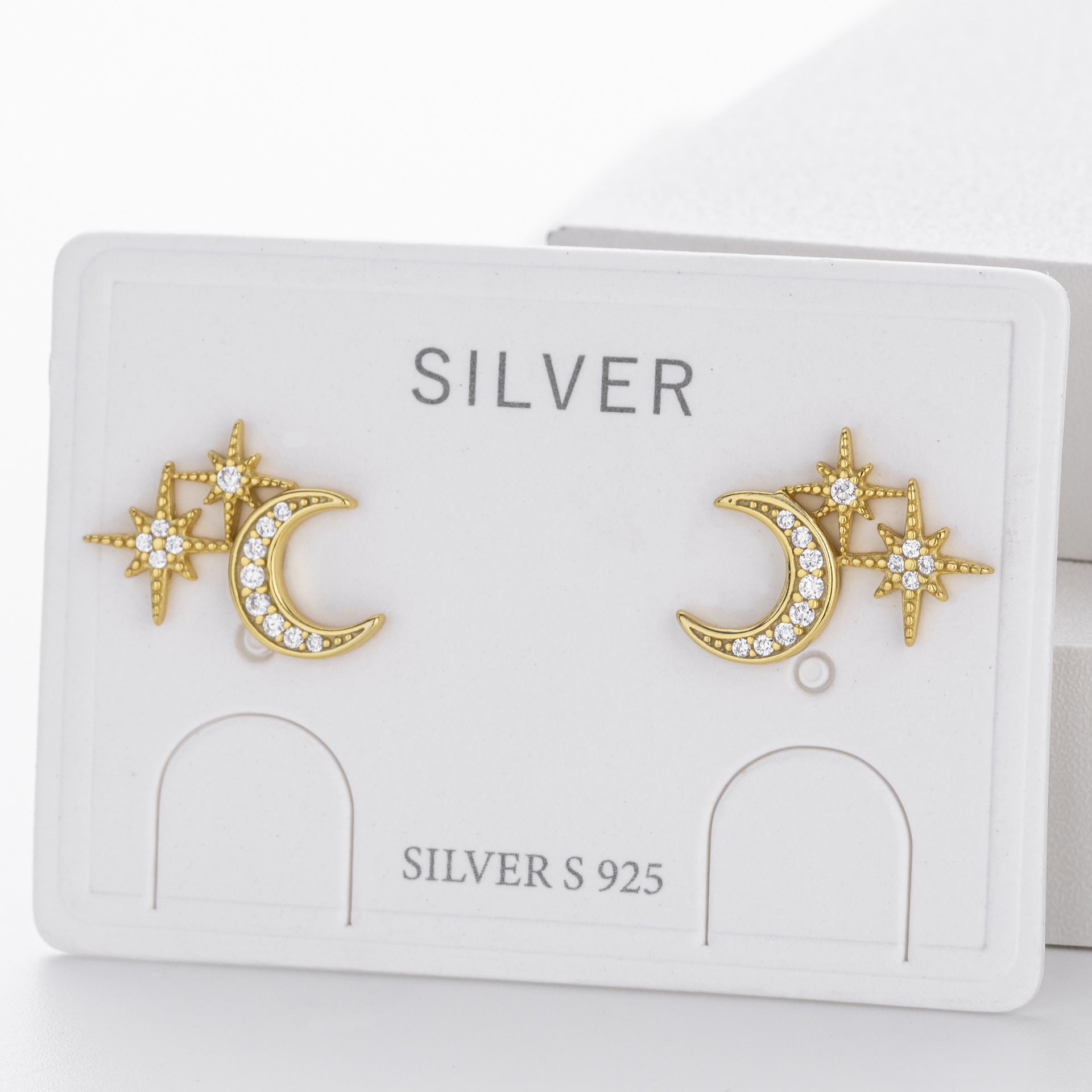 Damen Ohrstecker mit schickem Mond- und Sternendesign aus hochwertigem 925 Sterling Silber Shop Nory