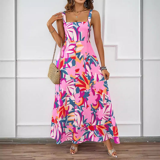 Damen Maxikleid mit modernem Blumendesign und schmeichelnder Silhouette