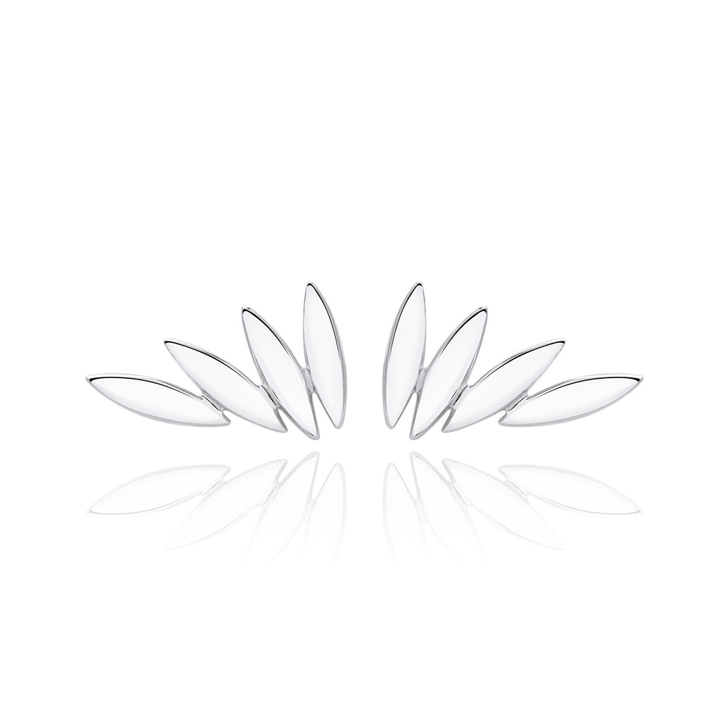 Damen Ohrstecker im kreativen Blattdesign aus 925 Sterling Silber Shop Nory