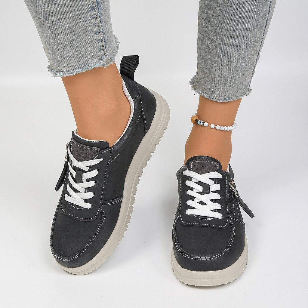 Damen Sneakers mit modischem Reißverschluss und bequemer Sohle