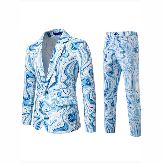 Herren Zweiteiliges Statement-Sakko und Anzughose mit psychedelischem Swirl-Print Shop Nory