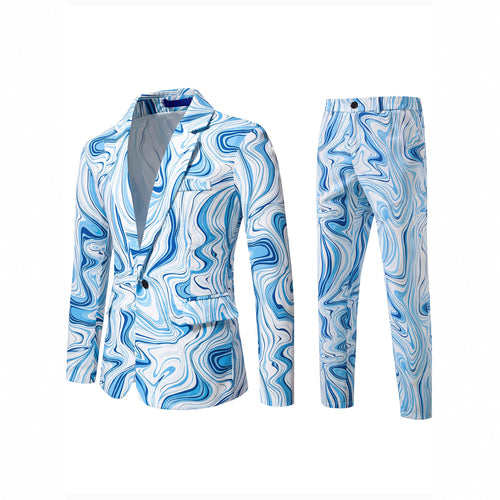 Herren Zweiteiliges Statement-Sakko und Anzughose mit psychedelischem Swirl-Print Shop Nory