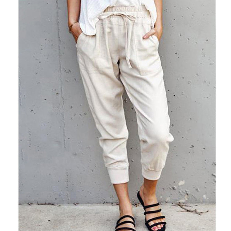 Damen Jogginghose mit elastischem Bund, Tunnelzug und Beinbündchen Shop Nory