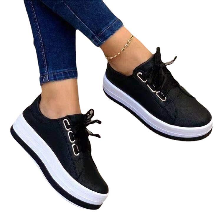 Damen Plateau-Sneaker aus luxuriösem, schimmerndem Material mit bequemer Schnürung
