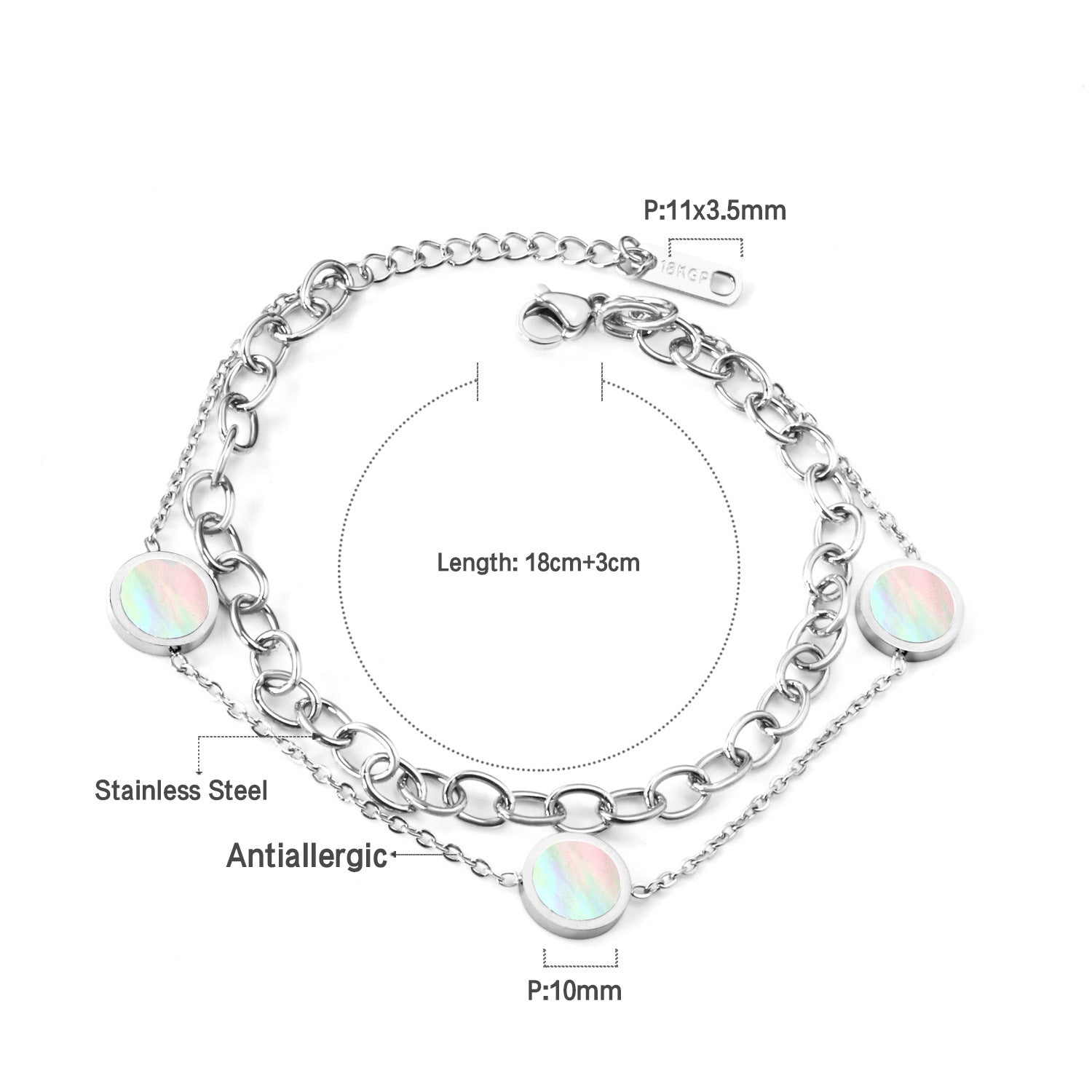 Damen elegant gestaltetes Armband mit funkelnden Kettenelementen Shop Nory