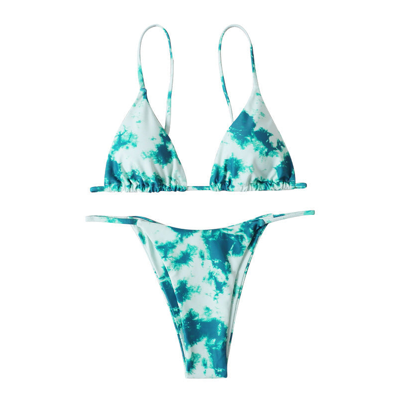 Damen Triangel-Bikini mit modischem Batikdesign