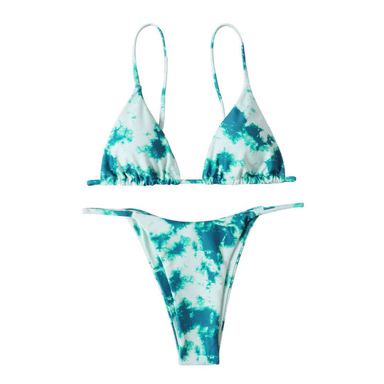 Damen Triangel-Bikini mit modischem Batikdesign