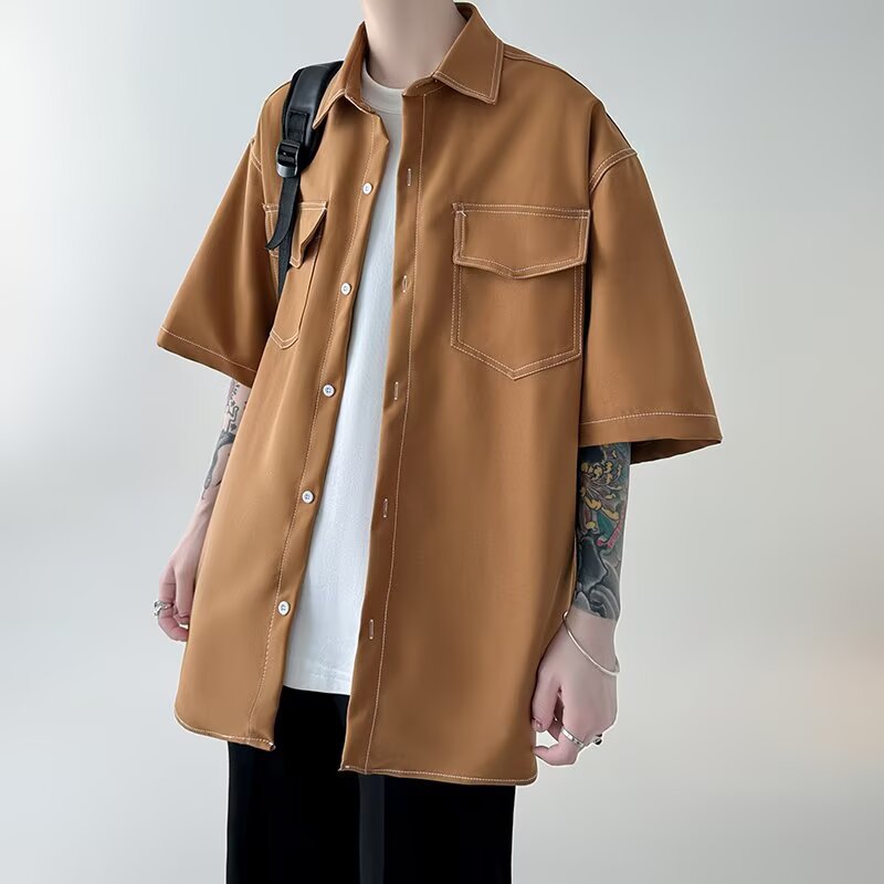 Herren Modisches Oversized Kurzarm-Hemd Shop Nory