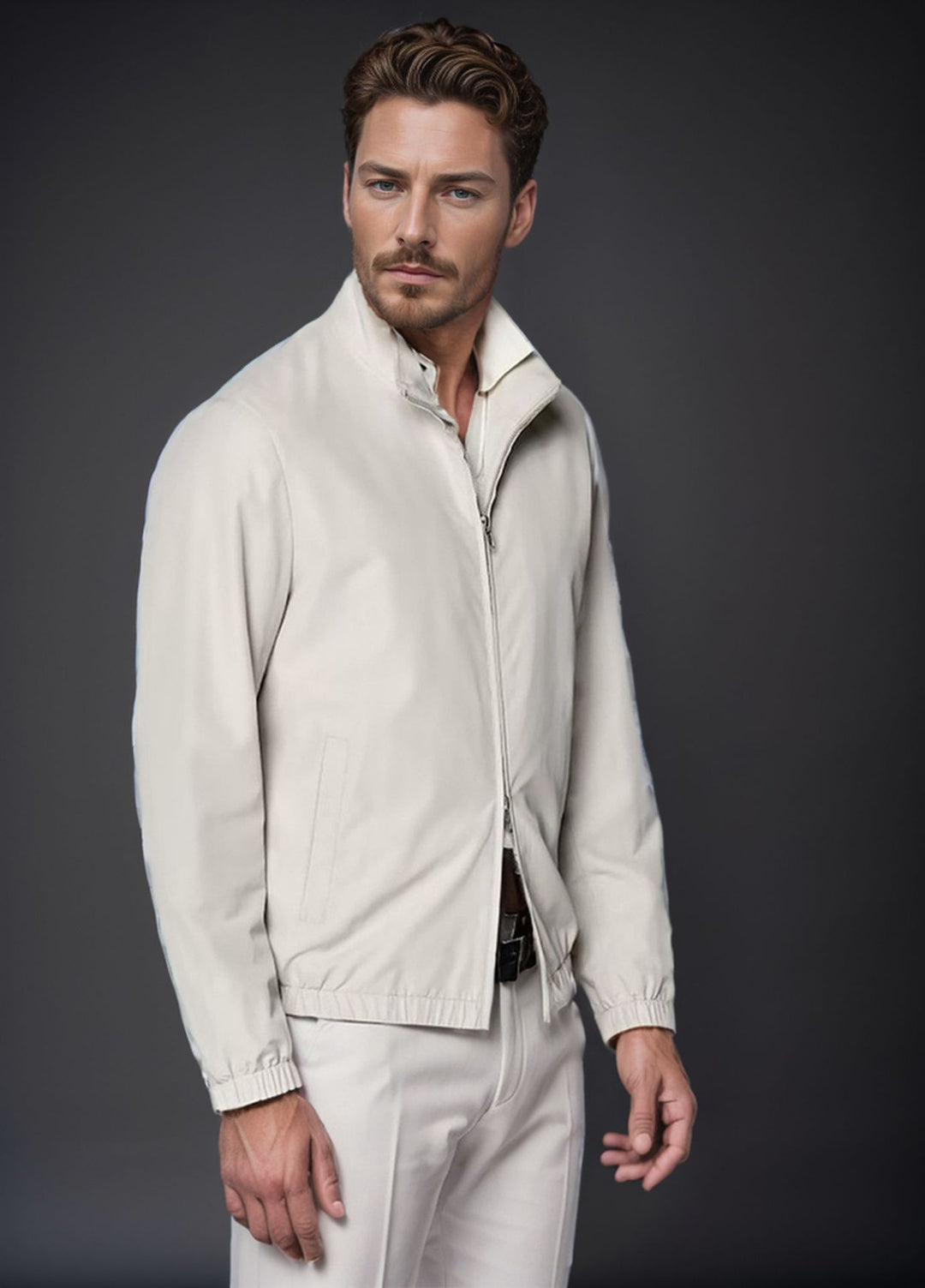 Herren Leichte Zip-Übergangsjacke mit Stehkragen und minimalen Nähten Shop Nory