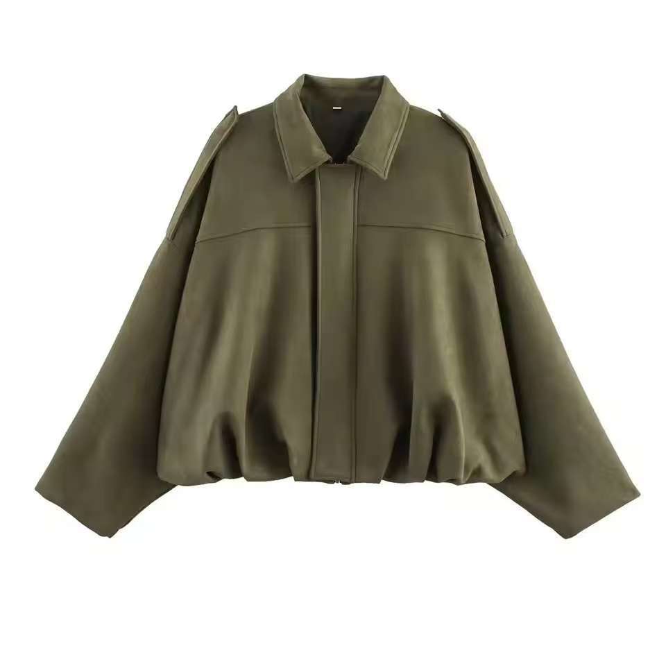 Damen Kurzjacke im Oversize‑Schnitt mit Ballon Saum und Schulterklappen Shop Nory