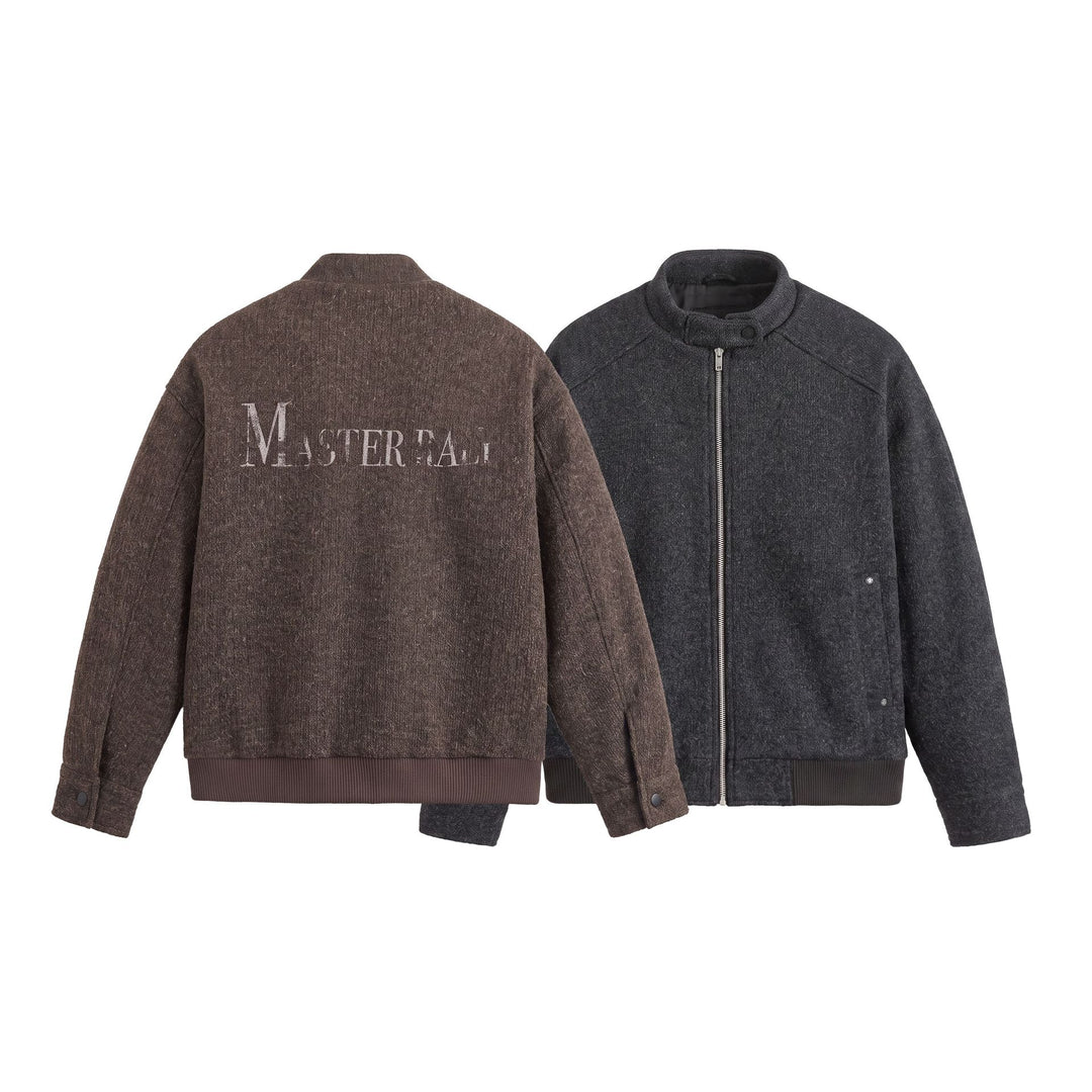 Herren Kurzboxy Wollmix-Bomber mit Stehkragen und Rippsaum Shop Nory