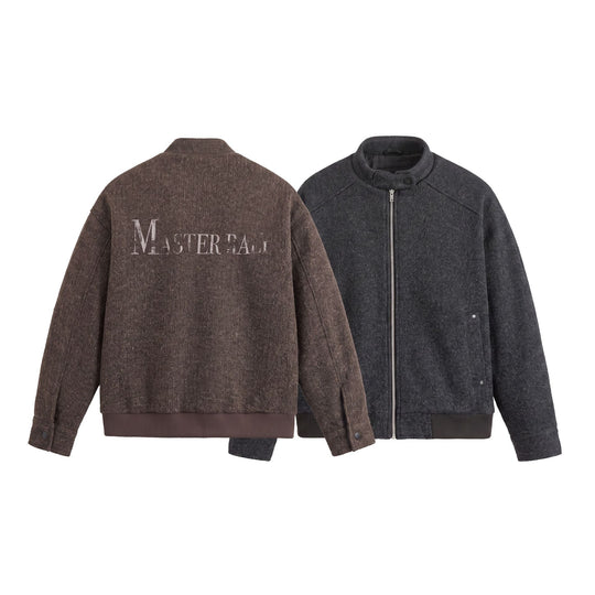 Herren Kurzboxy Wollmix-Bomber mit Stehkragen und Rippsaum Shop Nory