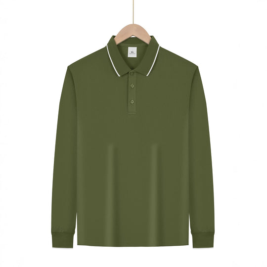 Herren Langarm-Piqué-Polo mit kontrastbesetztem Kragen und Bündchen Shop Nory