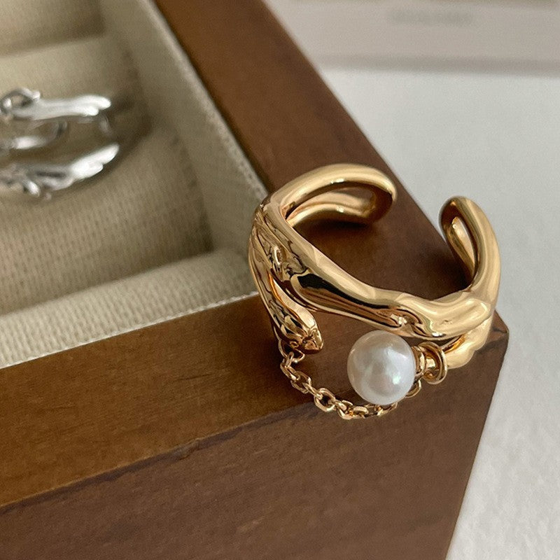 Damen moderner Ring mit verspieltem Perlendesign Shop Nory