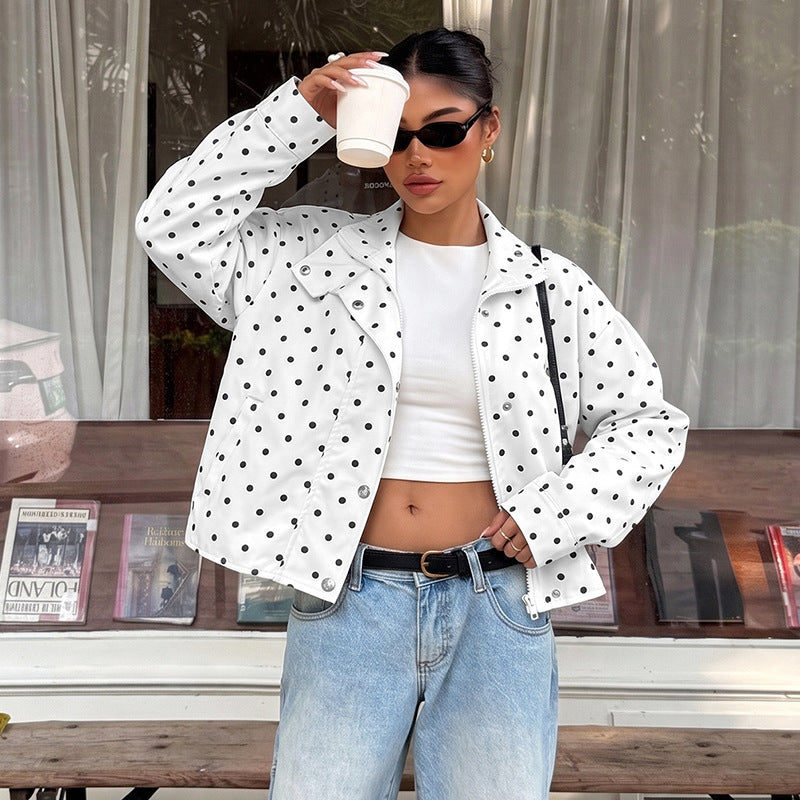 Damen Polka-Dots Pullover Jacke Shop Nory