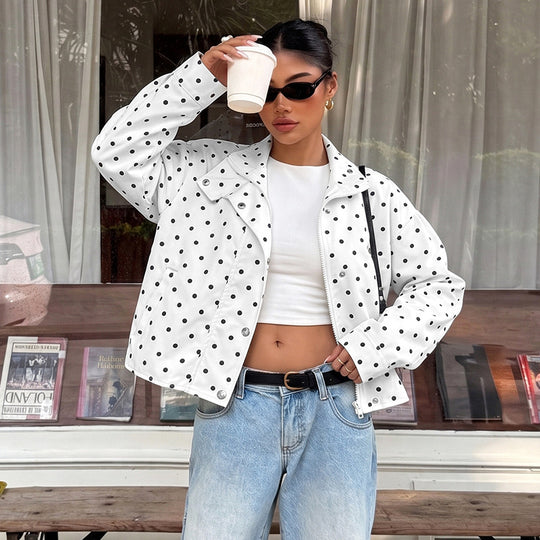 Damen Polka-Dots Pullover Jacke Shop Nory