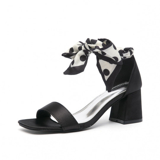 Damen elegante Sandalen mit modischer Schleifenverzierung und komfortablem Blockabsatz